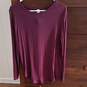 Old Navy Maroon Luxe Long Sleeve Shirt, Size M